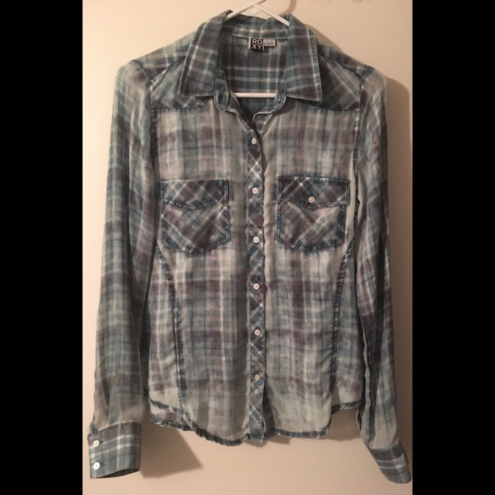 EUC Roxy Button Down Plaid Shirt